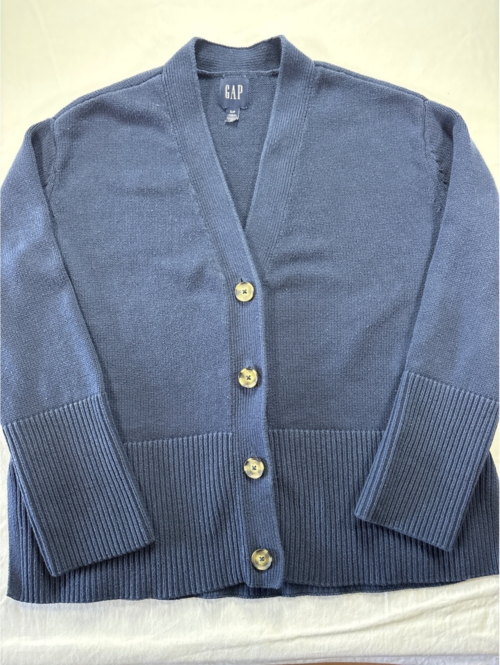 GAP Women’s S/P Navy 100% Cotton Open Front Cardigan Sweater